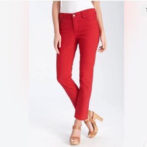 NYDJ Pomegranate Red Alisha Fitted Ankle Jeans‎ Size 8